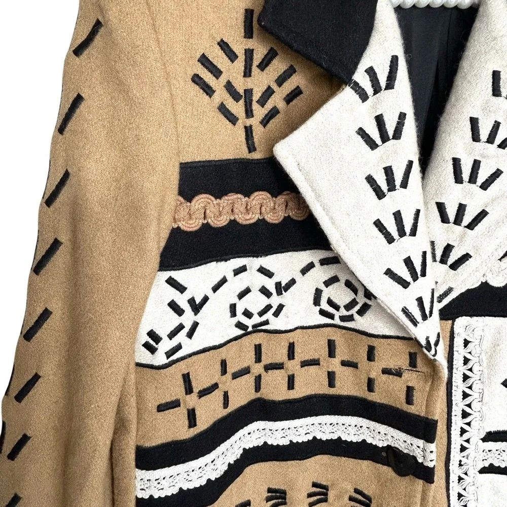 Vintage Anthony Mark Hankins Wool Indie Boho Coat M Y2k Art To Wear Embroidered‎